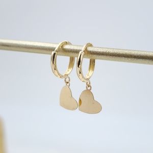 Solid 14k gold dangling Huggies Earrings